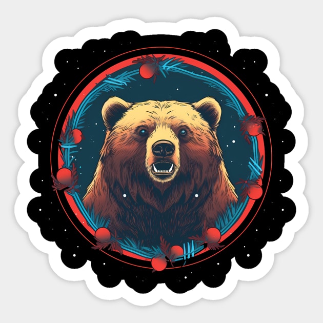 Grizzly Bear in Ornmament , Love Bears Sticker by logiamerch